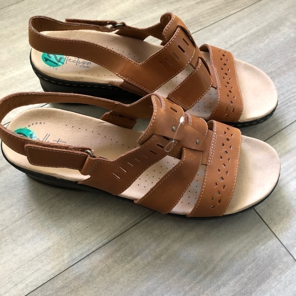 New Clarks Collection Tan Brown Lexi Qwin Sandals 12 - Picture 3 of 10